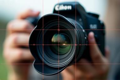 Camera lens and composition grid.